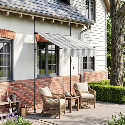 B&Q -  150Cm W Outdoor Awning Manual Retractable Patio Awning With Hand Crank