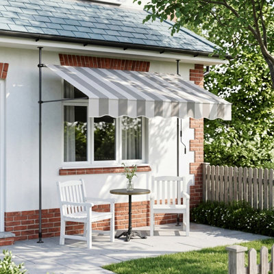 B&Q -  250Cm W Outdoor Awning Manual Retractable Patio Awning With Hand Crank