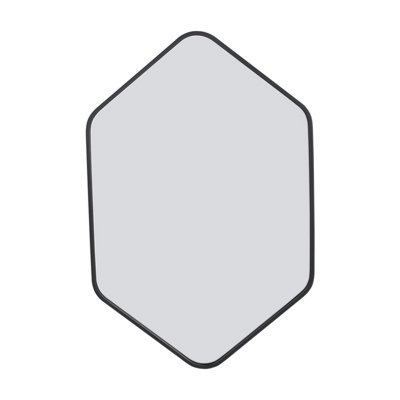 B&Q -  Black Hexagon Aluminium Alloy Bathroom Mirror Hd Float Glass Wall Vanity Mirror 40X60Cm