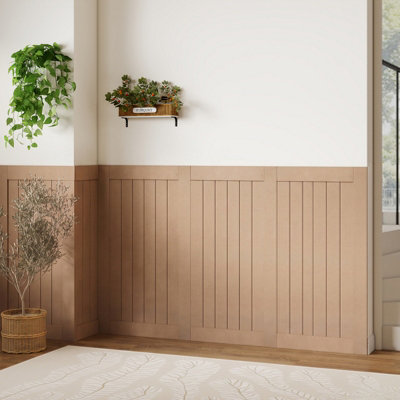 B&Q -  15 Pcs Mdf Paintable Wall Panelling Kit Diy 3D Wall Panels Decorative Interior Wall Cladding Custom Build Panel Kit