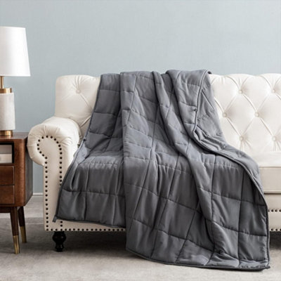 Living And Home Grey Flannel Sherpa Fleece Weighted Blanket Glass Bead Filling Stress Relief 200X155Cm