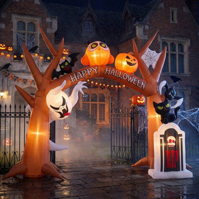 Living And Home 9Ft Halloween Inflatable Archway Built In Led Lights Happy Halloween Yard Entrance Decoration