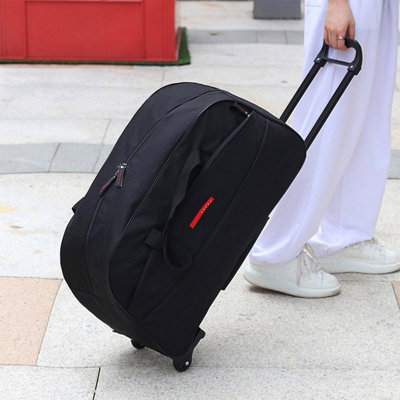 Living And Home Black Rolling Duffel Bag With Wheels, 60Cm W X 23Cm D X 39Cm H