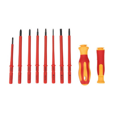 Living And Home Electrician Insulated Screwdriver Set, S2 Carbon Steel Bits With Magnetic Tips And Sturdy Pouch For Diy Work
