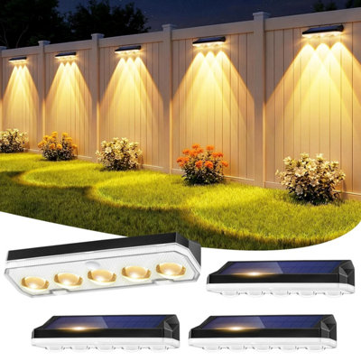 Wonkelly Solar Fence Lights Outdoor4 Pack Garden Warm White / Cool Rgb 8 Colors5 Lens 40 Lighting ModesIp 65 Waterproof from B&Q
