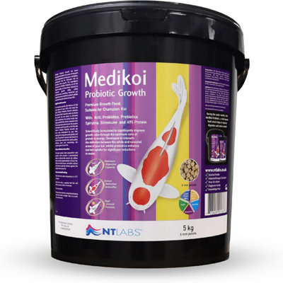 Nt Labs Medikoi Probiotic Growth Pellet Food Garden Koi Fish Pond 6mm 5Kg from B&Q