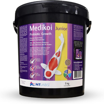 Nt Labs Medikoi Probiotic Growth Pellet Food Garden Koi Fish Pond 3mm 5Kg from B&Q
