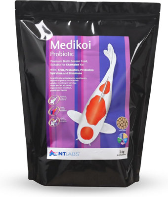 Nt Labs Medi-Koi Probiotic Multi-Season Garden Pond Pellet Koi Fish Food 6mm 3Kg from B&Q