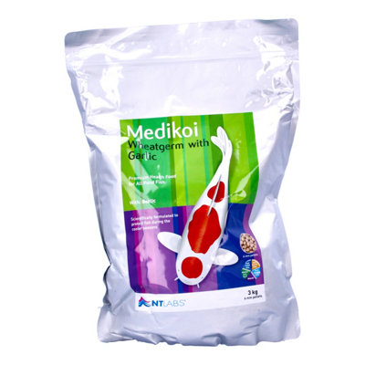 Nt Labs Medikoi Wheatgerm Garlic Pellet Fish Food Pond Koi Sturgeon 6mm 3Kg from B&Q
