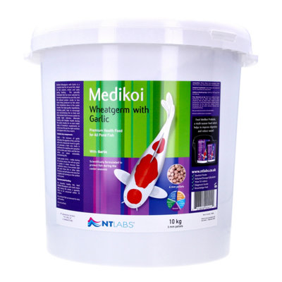 Nt Labs Medikoi Wheatgerm Garlic Pellet Fish Food Pond Koi Sturgeon 3mm 10Kg from B&Q