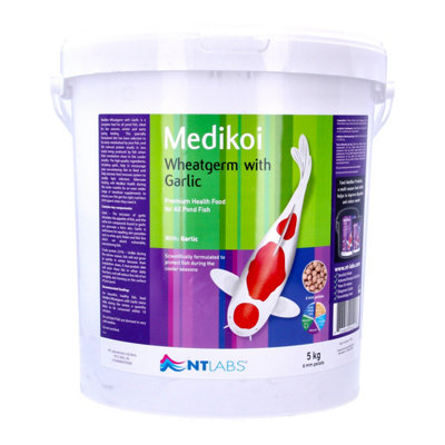 Nt Labs Medikoi Wheatgerm Garlic Pellet Fish Food Pond Koi Sturgeon 6mm 5Kg from B&Q