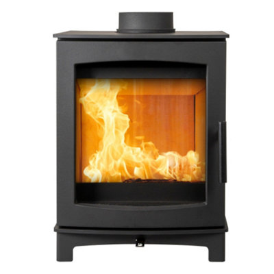 5Kw Steel Eco Solid Wood Burning Stove Defra Approved 125mm Top Or Rear Flue Tinderbox Medium from B&Q