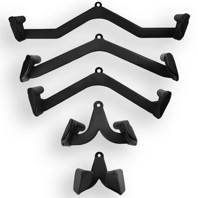 B&Q -  Lat Pull Down Attachment Set Multi-Grip Cable Machine Bar Handles Kit