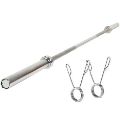 Modern Fitness Olympic Barbell With Spring Collars - Silver - Image 3