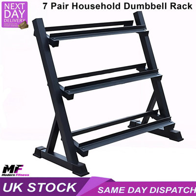  - Dumbbell Rack 3 Tier Holds 7 Pairs Compact Black Iron Dumbbell Stand Storage Rack (990 X 540 X 950mm)