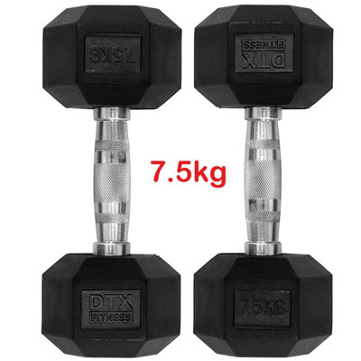 Hex Dumbbells 7.5 Kg Pair Rubber Coated Weights For Strength Training from B&Q