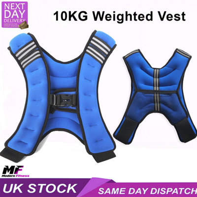 Weighted Vest 10Kg Blue Adjustable Strength Training Weight Vest from B&Q