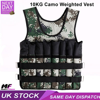 Weighted Vest 10Kg Adjustable Strength Training Camo Weight Vest from B&Q