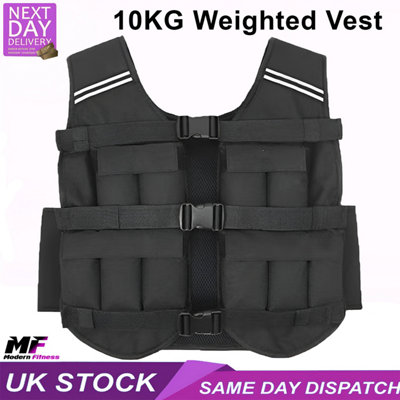 Weighted Vest 10Kg Adjustable Black Weight Training Vest from B&Q