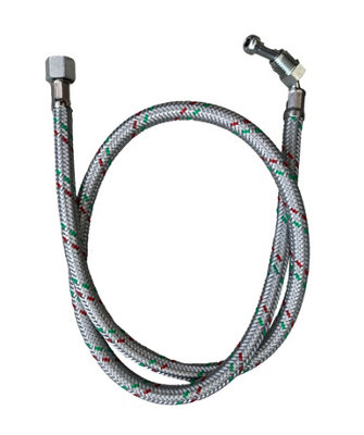 PlumbEZ Flexible Oil Line Hose Braided 1/4" M 90 X 1/4" F Nut. 900mm Long Riello Compatable from B&Q