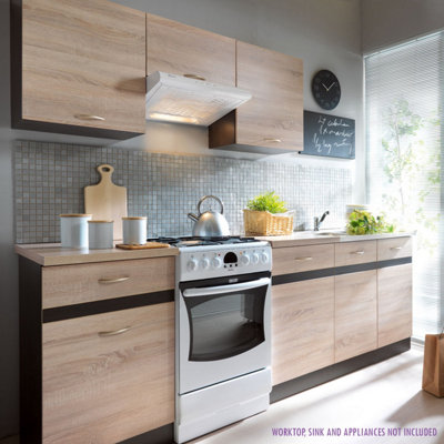 B&Q -  Summer 7 Unit Kitchen Cabinets Set 240Cm In Sonoma Oak & Wenge