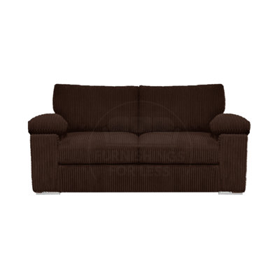 B&Q -  Delta Large Fabric 2 Seater Sofa  Padded Arms Jumbo Cord Chocolate