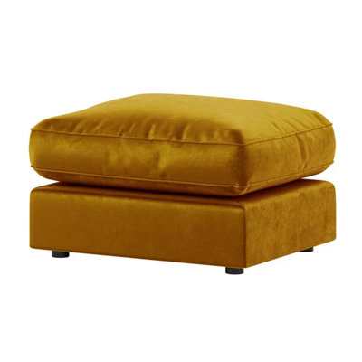 Furnishings For Less UK Brooklyn Plush Velvet Fibre Filled Gold Footstool Sofa Accessory from B&Q