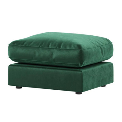 Furnishings For Less UK Brooklyn Plush Velvet Fibre Filled Green Footstool Sofa Accessory from B&Q