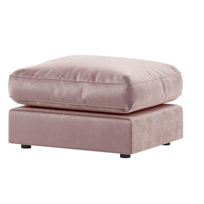 Furnishings For Less UK Brooklyn Plush Velvet Fibre Filled Pink Footstool Sofa Accessory from B&Q