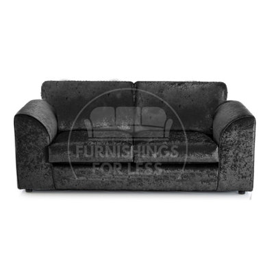 Furnishings For Less UK Crystal Crushed Velvet Fabric Fabric 3 Seater Sofa BlackFull Back from B&Q