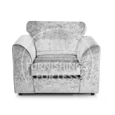 Furnishings For Less UK Crystal Crushed Velvet Fabric Fabric Single Seater Armchair Silver from B&Q
