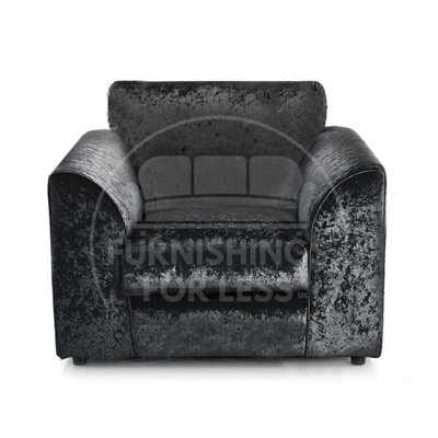 Furnishings For Less UK Crystal Crushed Velvet Fabric Fabric Single Seater Armchair Black from B&Q