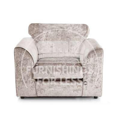 Furnishings For Less UK Crystal Crushed Velvet Fabric Fabric Single Seater Armchair Mink from B&Q