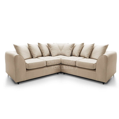 Furnishings For Less UK Casper Soft Chenille Fabric 5 Seater L Shaped Corner Sofa  BeigeScatter Back from B&Q