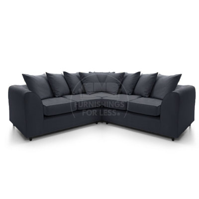 Furnishings For Less UK Casper Soft Chenille Fabric 5 Seater L Shaped Corner Sofa  BlackScatter Back from B&Q