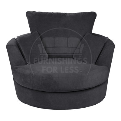 Furnishings For Less UK Casper Soft Chenille Fabric Fabric Swivel Chair 360 Rotation Black from B&Q