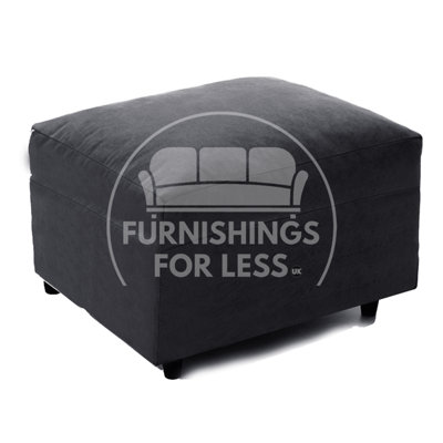 Furnishings For Less UK Casper Soft Chenille Fabric Black Footstool Sofa Accessory from B&Q