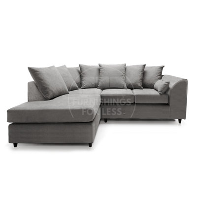 Furnishings For Less UK Casper Soft Chenille Fabric 3 To 4 Seater L Shaped Corner Sofa Grey Left Hand FacingScatter Back from B&Q