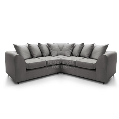 Furnishings For Less UK Casper Soft Chenille Fabric 5 Seater L Shaped Corner Sofa  GreyScatter Back from B&Q
