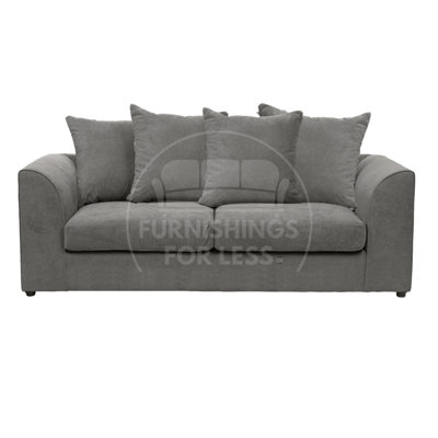 Furnishings For Less UK Casper Soft Chenille Fabric Fabric 3 Seater Sofa GreyScatter Back from B&Q