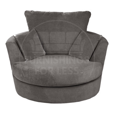 Furnishings For Less UK Casper Soft Chenille Fabric Fabric Swivel Chair 360 Rotation Grey from B&Q