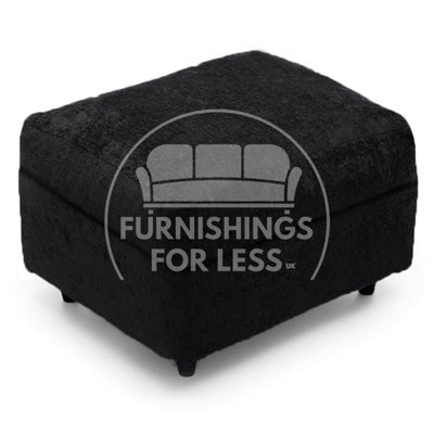 Furnishings For Less UK Monaco Soft Chenille Fabric Black Footstool Sofa Accessory from B&Q