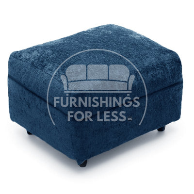 Furnishings For Less UK Monaco Soft Chenille Fabric Blue Footstool Sofa Accessory from B&Q