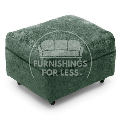 Furnishings For Less UK Monaco Soft Chenille Fabric Green Footstool Sofa Accessory from B&Q