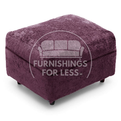 Furnishings For Less UK Monaco Soft Chenille Fabric Purple Footstool Sofa Accessory from B&Q