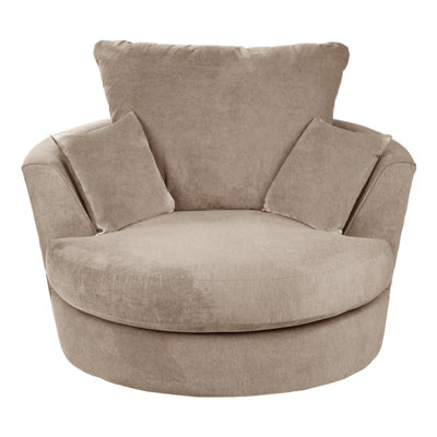 Furnishings For Less UK Fern Soft Chenille Fabric Fabric Swivel Chair 360 Rotation Beige from B&Q