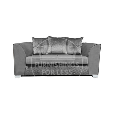 Furnishings For Less UK Victoria Soft Plush Velvet Fabric 2 Seater Sofa GreyScatter Back from B&Q