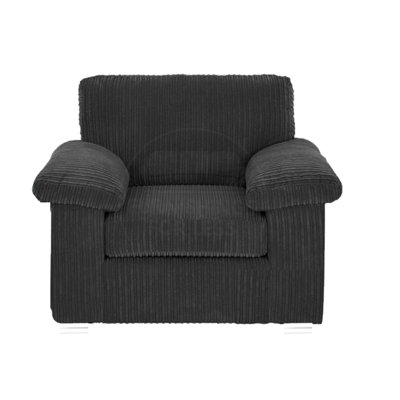 Furnishings For Less UK Delta Large Fabric Armchair Sofa Padded Arms Jumbo Cord Grey from B&Q