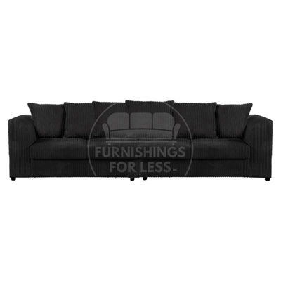 Furnishings For Less Uk Luxor Long Fabric Jumbo Cord 4 Seater Sofa - Scatter Back Black