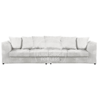 Furnishings For Less Uk Luxor Long Fabric Jumbo Cord 4 Seater Sofa - Scatter Back Silver